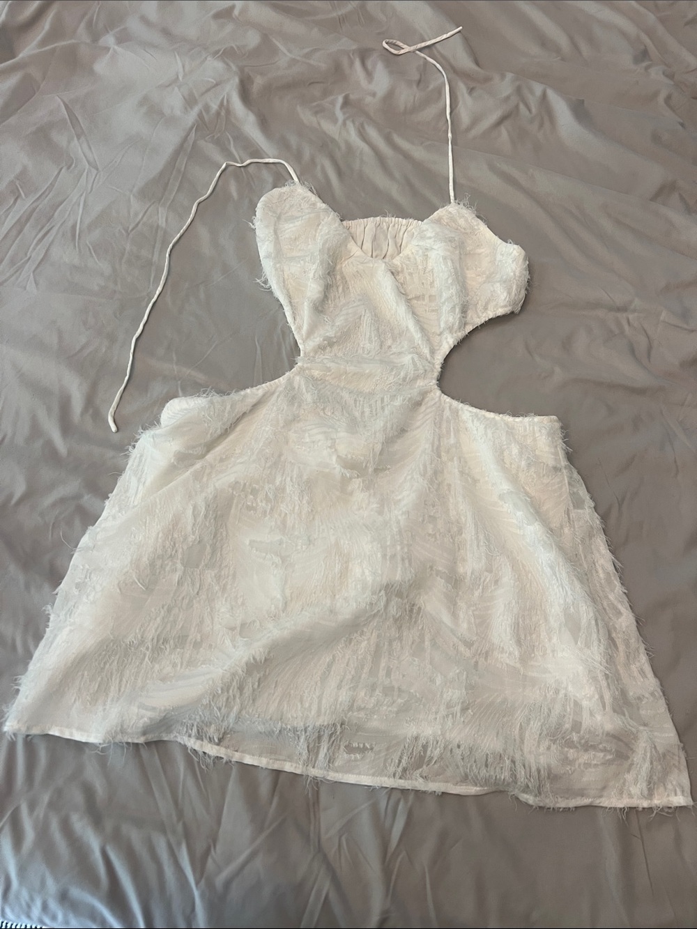 Princess Polly White Textured Cutout Mini Dress